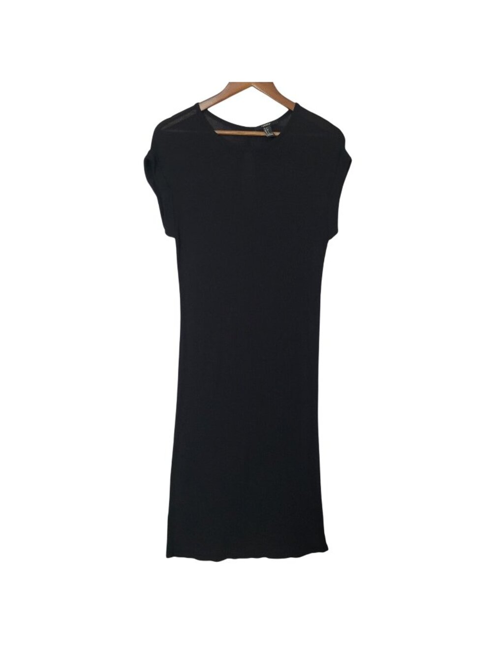 Forever 21 Ribbed Midi Dress Juniors Size S Black Sheer Panel Keyhole Back